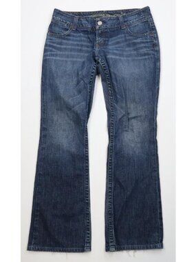 Vtg 90s Y2k American Eagle Womens 12 Babydoll Flared Wide Leg Denim Jeans Blue